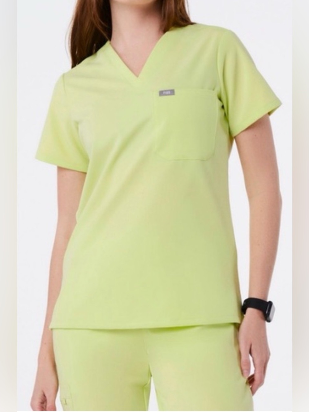 FIGS Lime Green Scrub Top with Chest Pocket
